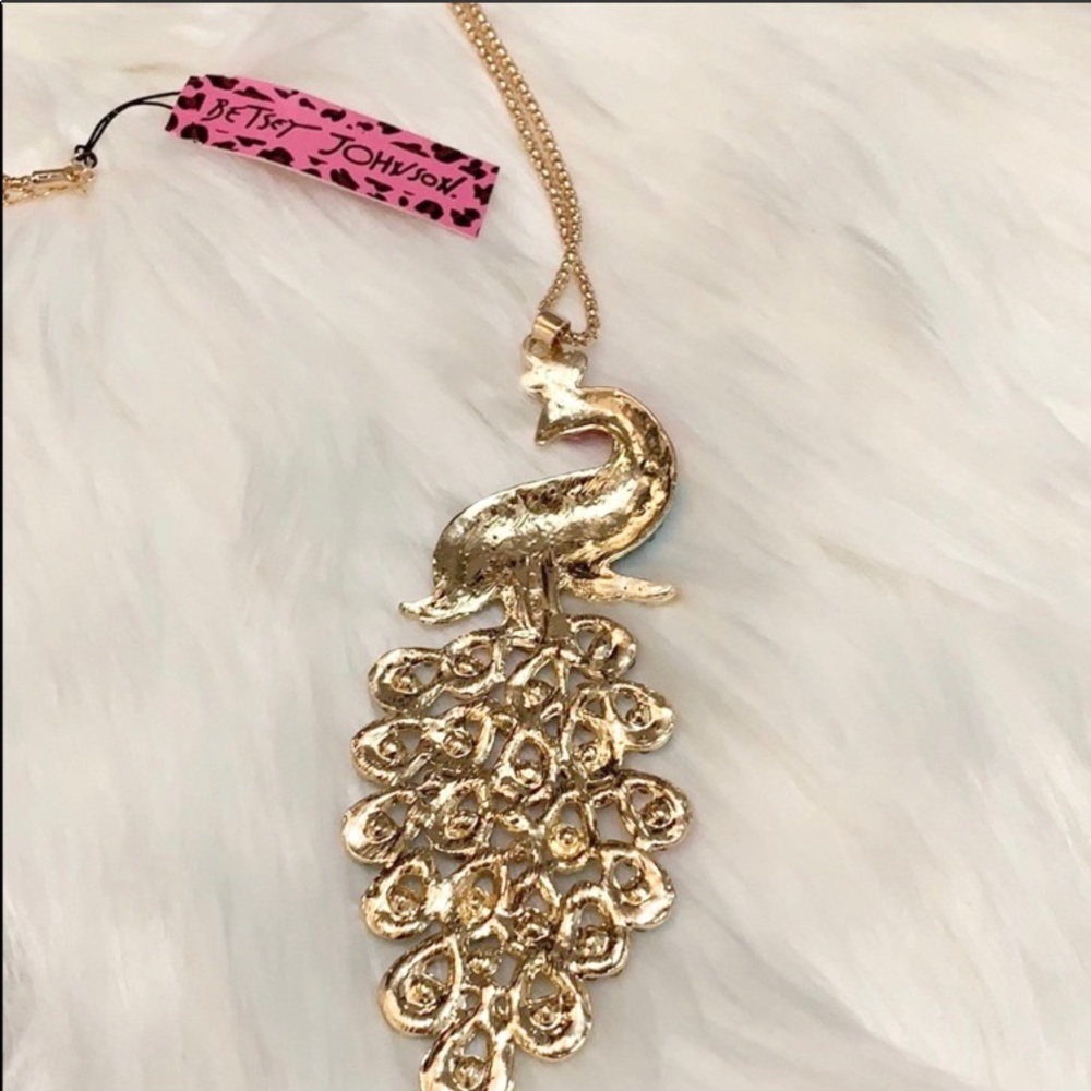 NEW! Peacock Pendant And Chain By Betsey Johnson - Picture 2 of 3